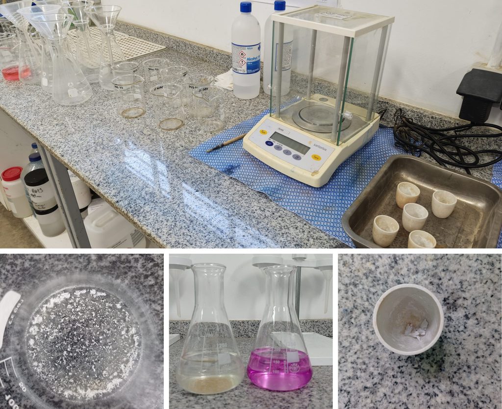 ensayos químicos de sales solubles, materia orgánica y yesos